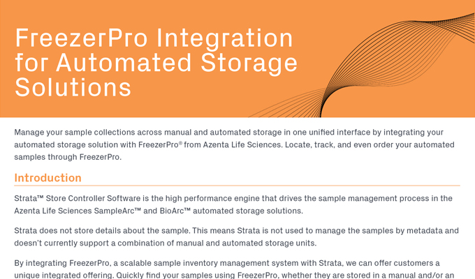 FreezerPro Integration for Automated Storage Solutions